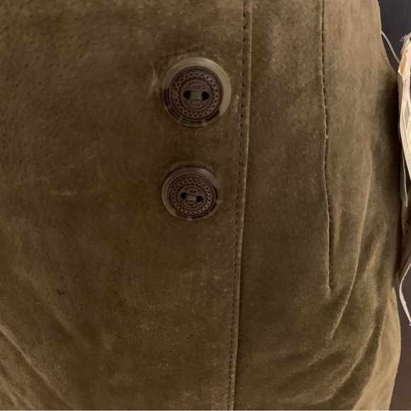Casual Corner Suede Knee Length Olive Pencil Skirt Womens Sz 8 Vintage Deadstock - Picture 7 of 11